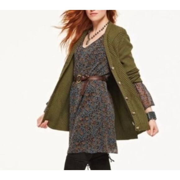 CABI Multicolor Floral Poise Shift Tunic Dress Oversized V-Neck Flare Sleeves S - Picture 3 of 8